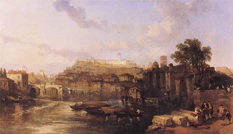 David Roberts View on the Tiber Looking Towards Mounts Palatine and Aventine Spain oil painting art
